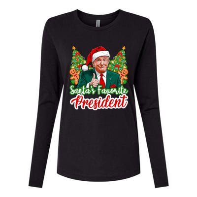 Funny Santa Trump 2024 SantaS Favorite President Christmas Long Sleeve Womens Cotton Relaxed Long Sleeve T-Shirt