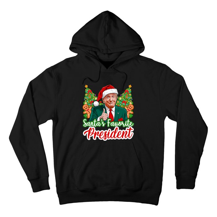 Funny Santa Trump 2024 SantaS Favorite President Christmas Long Sleeve Hoodie