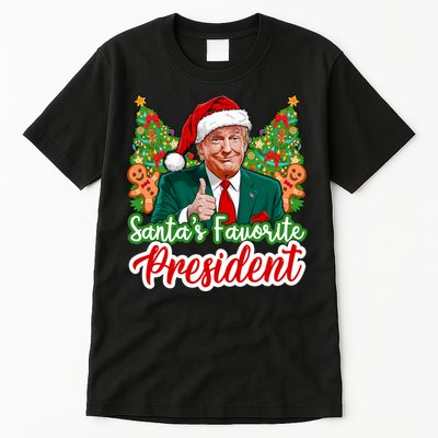 Funny Santa Trump 2024 SantaS Favorite President Christmas Long Sleeve Tall T-Shirt