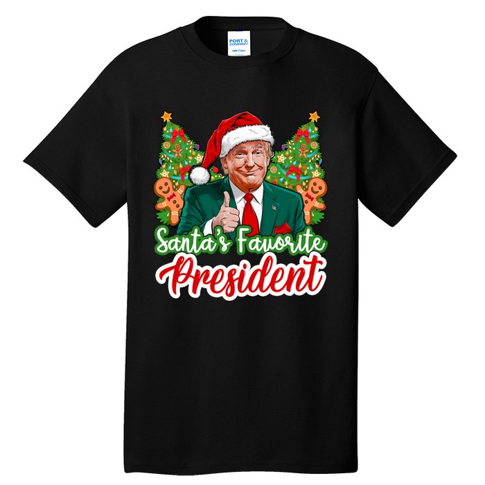 Funny Santa Trump 2024 SantaS Favorite President Christmas Long Sleeve Tall T-Shirt