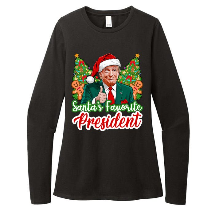 Funny Santa Trump 2024 SantaS Favorite President Christmas Long Sleeve Womens CVC Long Sleeve Shirt