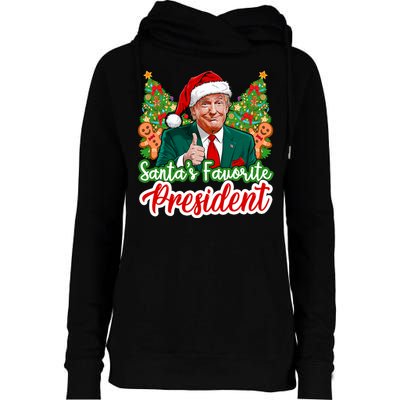 Funny Santa Trump 2024 SantaS Favorite President Christmas Long Sleeve Womens Funnel Neck Pullover Hood