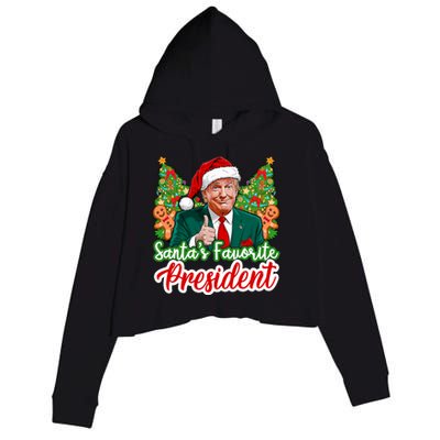 Funny Santa Trump 2024 SantaS Favorite President Christmas Long Sleeve Crop Fleece Hoodie