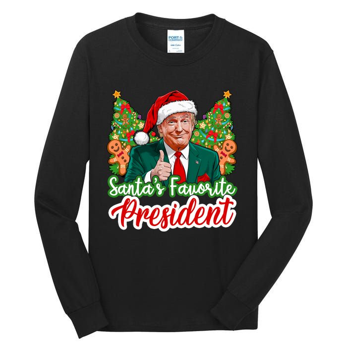 Funny Santa Trump 2024 SantaS Favorite President Christmas Long Sleeve Tall Long Sleeve T-Shirt