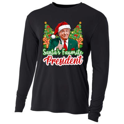 Funny Santa Trump 2024 SantaS Favorite President Christmas Long Sleeve Cooling Performance Long Sleeve Crew