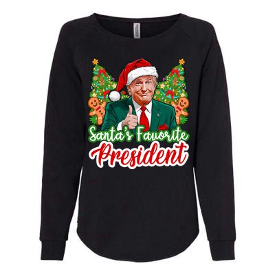 Funny Santa Trump 2024 SantaS Favorite President Christmas Long Sleeve Womens California Wash Sweatshirt