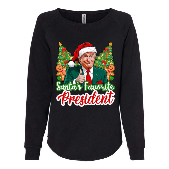 Funny Santa Trump 2024 SantaS Favorite President Christmas Long Sleeve Womens California Wash Sweatshirt