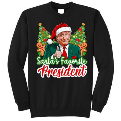 Funny Santa Trump 2024 SantaS Favorite President Christmas Long Sleeve Tall Sweatshirt