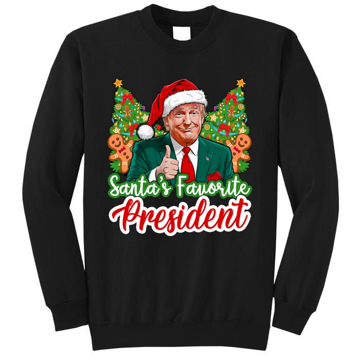 Funny Santa Trump 2024 SantaS Favorite President Christmas Long Sleeve Tall Sweatshirt