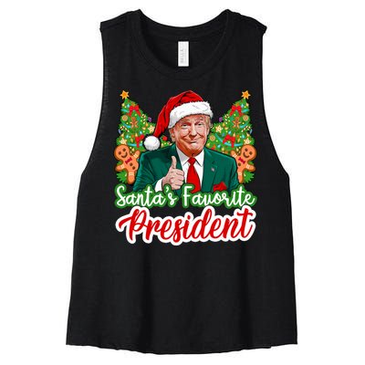 Funny Santa Trump 2024 SantaS Favorite President Christmas Long Sleeve Women's Racerback Cropped Tank