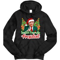 Funny Santa Trump 2024 SantaS Favorite President Christmas Long Sleeve Tie Dye Hoodie