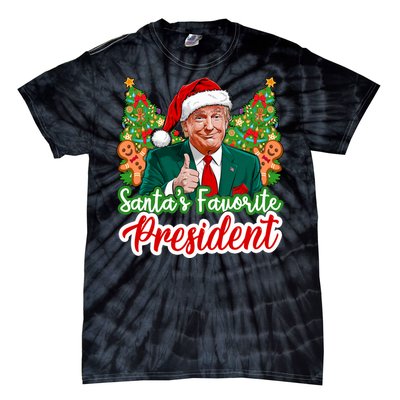 Funny Santa Trump 2024 SantaS Favorite President Christmas Long Sleeve Tie-Dye T-Shirt