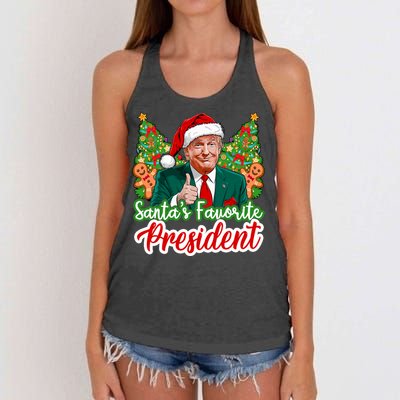 Funny Santa Trump 2024 SantaS Favorite President Christmas Long Sleeve Women's Knotted Racerback Tank