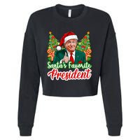 Funny Santa Trump 2024 SantaS Favorite President Christmas Long Sleeve Cropped Pullover Crew