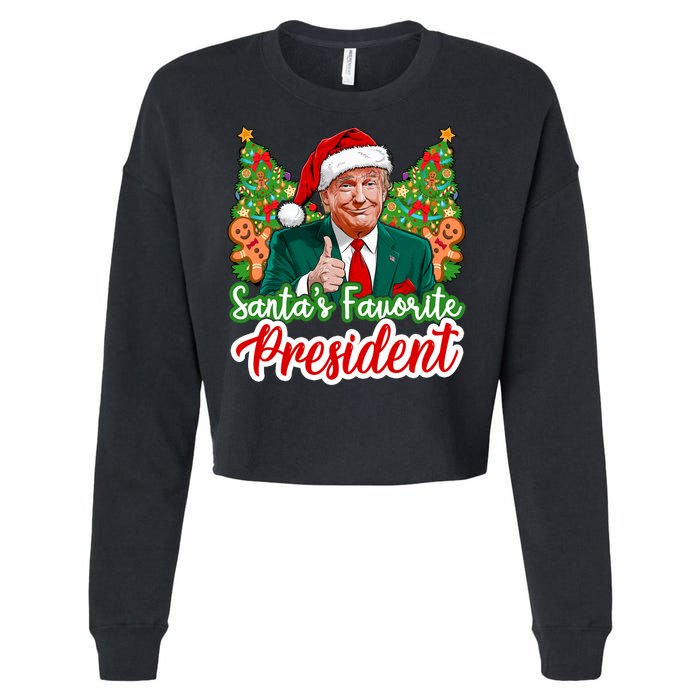 Funny Santa Trump 2024 SantaS Favorite President Christmas Long Sleeve Cropped Pullover Crew