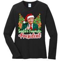 Funny Santa Trump 2024 SantaS Favorite President Christmas Long Sleeve Ladies Long Sleeve Shirt