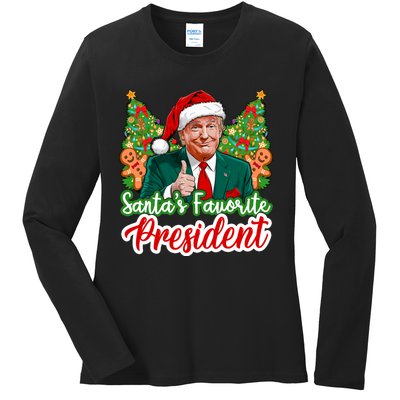 Funny Santa Trump 2024 SantaS Favorite President Christmas Long Sleeve Ladies Long Sleeve Shirt