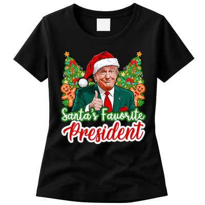 Funny Santa Trump 2024 SantaS Favorite President Christmas Long Sleeve Women's T-Shirt