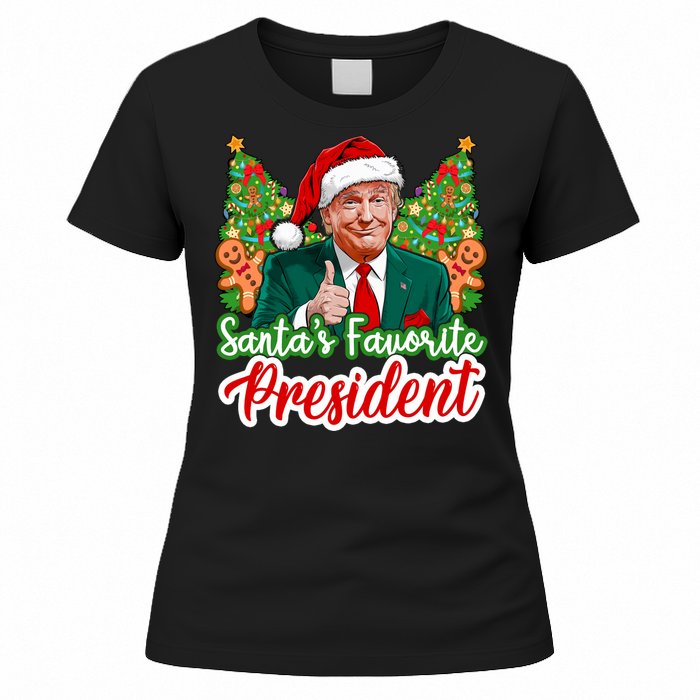 Funny Santa Trump 2024 SantaS Favorite President Christmas Long Sleeve Women's T-Shirt