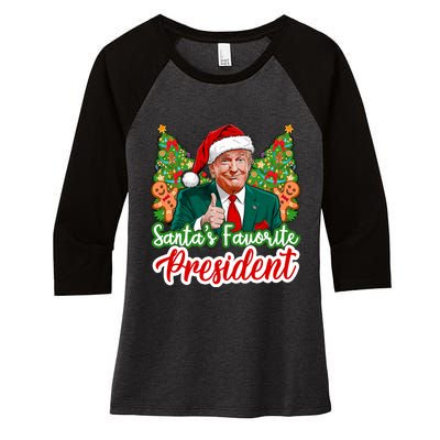 Funny Santa Trump 2024 SantaS Favorite President Christmas Long Sleeve Women's Tri-Blend 3/4-Sleeve Raglan Shirt