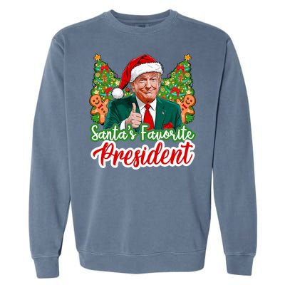 Funny Santa Trump 2024 SantaS Favorite President Christmas Long Sleeve Garment-Dyed Sweatshirt