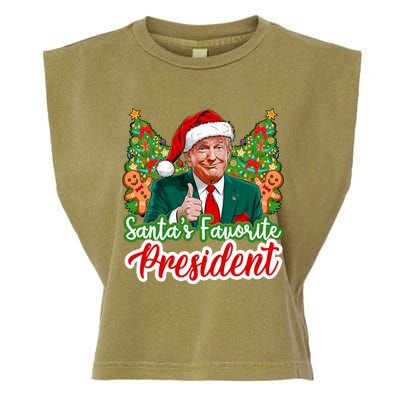 Funny Santa Trump 2024 SantaS Favorite President Christmas Long Sleeve Garment-Dyed Women's Muscle Tee