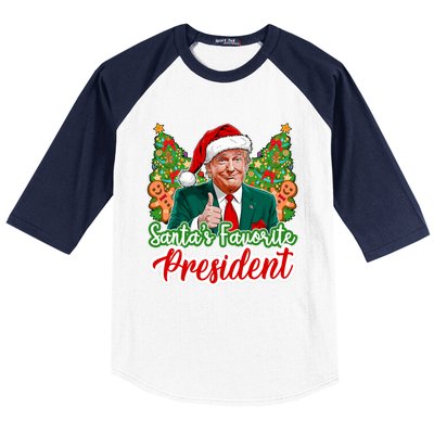 Funny Santa Trump 2024 SantaS Favorite President Christmas Long Sleeve Baseball Sleeve Shirt