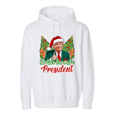 Funny Santa Trump 2024 SantaS Favorite President Christmas Long Sleeve Garment-Dyed Fleece Hoodie