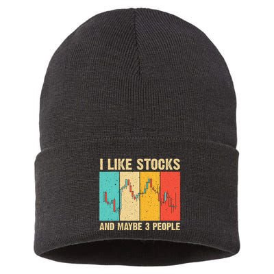 Funny Stock Trading Stockbroker Day Trading Marketing Lovers Sustainable Knit Beanie