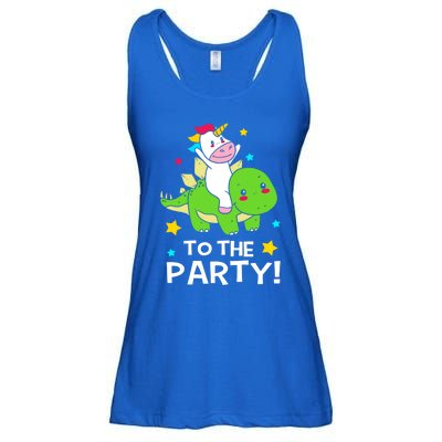 Funny Stegosaurus Unicorn Riding Dinosaur Meaningful Gift Ladies Essential Flowy Tank