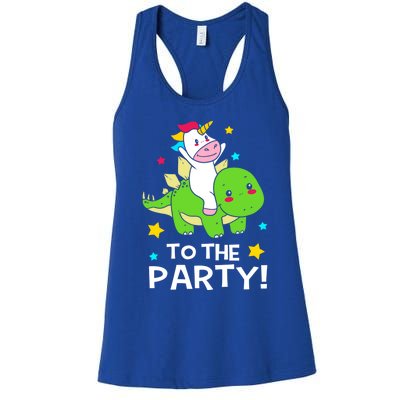 Funny Stegosaurus Unicorn Riding Dinosaur Meaningful Gift Women's Racerback Tank