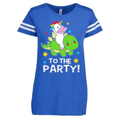 Funny Stegosaurus Unicorn Riding Dinosaur Meaningful Gift Enza Ladies Jersey Football T-Shirt