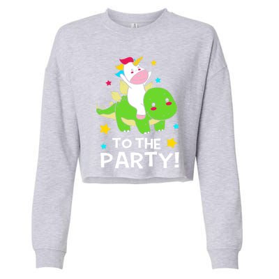 Funny Stegosaurus Unicorn Riding Dinosaur Meaningful Gift Cropped Pullover Crew