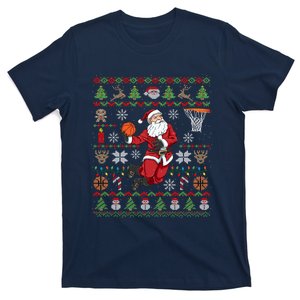 Funny Santa Ugly Christmas Basketball Dunking T-Shirt