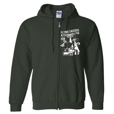 Flying Saucer Under Attack Full Zip Hoodie