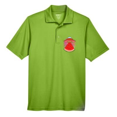 Funny Summer Ufo Watermelon Slice Gift Men's Origin Performance Pique Polo