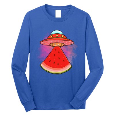 Funny Summer Ufo Watermelon Slice Gift Long Sleeve Shirt