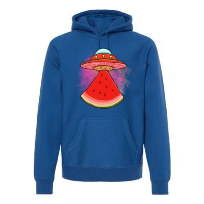 Funny Summer Ufo Watermelon Slice Gift Premium Hoodie