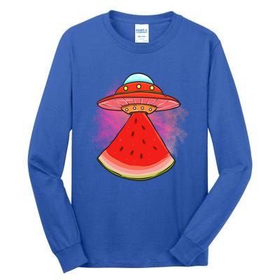 Funny Summer Ufo Watermelon Slice Gift Tall Long Sleeve T-Shirt