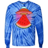 Funny Summer Ufo Watermelon Slice Gift Tie-Dye Long Sleeve Shirt