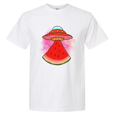 Funny Summer Ufo Watermelon Slice Gift Garment-Dyed Heavyweight T-Shirt