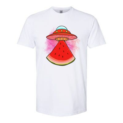 Funny Summer Ufo Watermelon Slice Gift Softstyle CVC T-Shirt