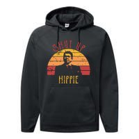 Funny Shut Up Hippie Ronald Regan Conservative Anti Liberal Vneck Performance Fleece Hoodie