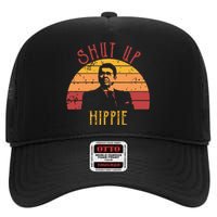 Funny Shut Up Hippie Ronald Regan Conservative Anti Liberal Vneck High Crown Mesh Back Trucker Hat