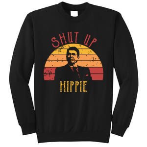 Funny Shut Up Hippie Ronald Regan Conservative Anti Liberal Vneck Sweatshirt