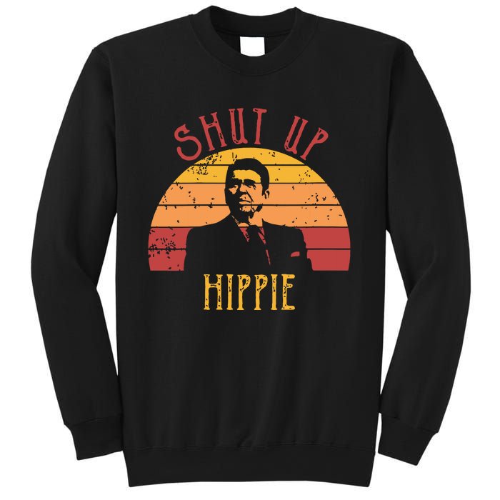 Funny Shut Up Hippie Ronald Regan Conservative Anti Liberal Vneck Sweatshirt