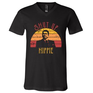 Funny Shut Up Hippie Ronald Regan Conservative Anti Liberal Vneck V-Neck T-Shirt