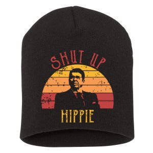 Funny Shut Up Hippie Ronald Regan Conservative Anti Liberal Vneck Short Acrylic Beanie