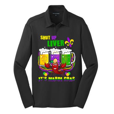 Funny Shut Up Liver It's Mardi Gras Silk Touch Performance Long Sleeve Polo