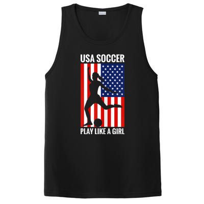 Funny Soccer Usa Soccer Play Like A Girl PosiCharge Competitor Tank